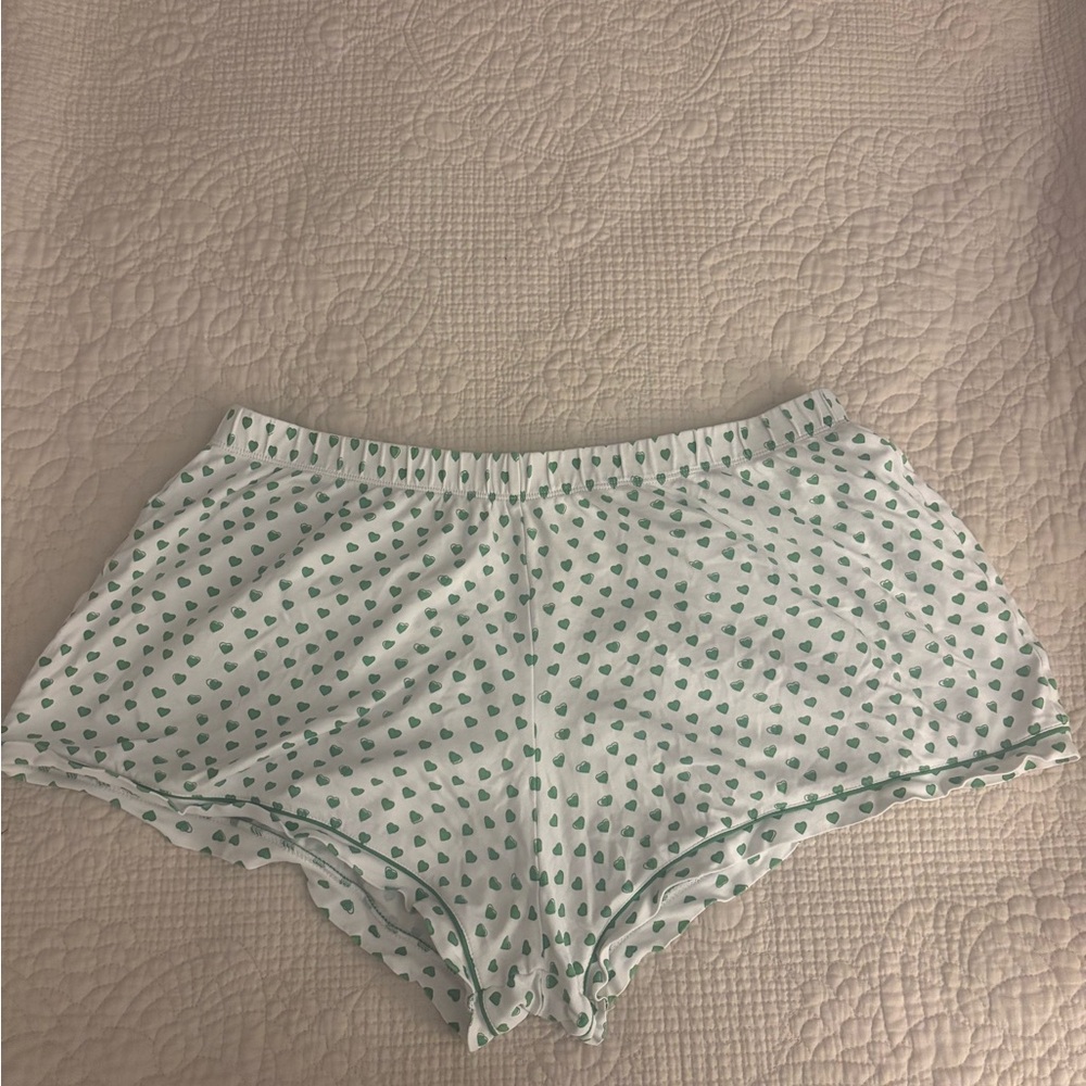 Roller Rabbit Green and White hearts Pajama Shorts